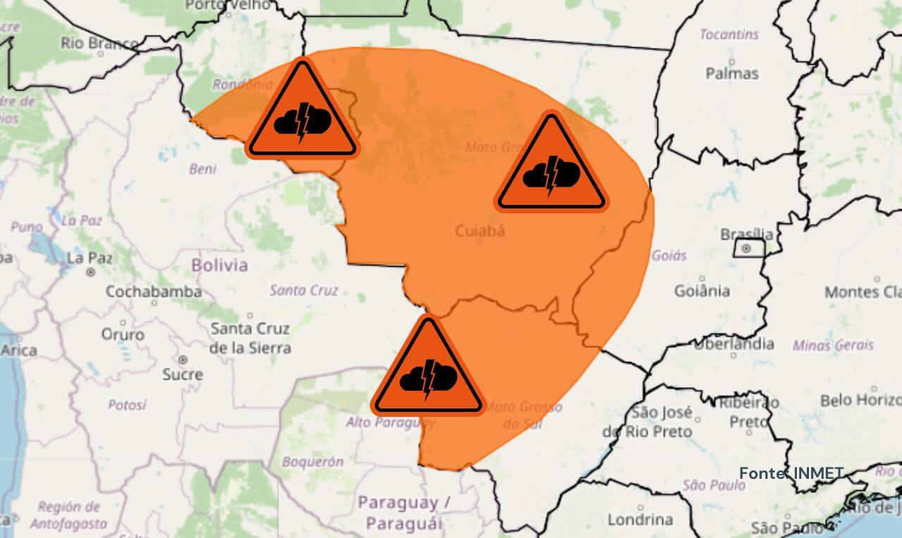 Alerta Laranja Para Temporais Intensos Chuva Raios E Ventania Em Partes De Ro Mt Ms E Go